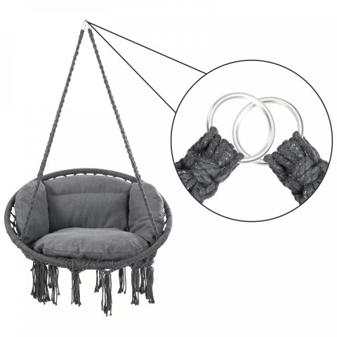 Kulaté závěsné křeslo 80x60x140cm | antracit č.4