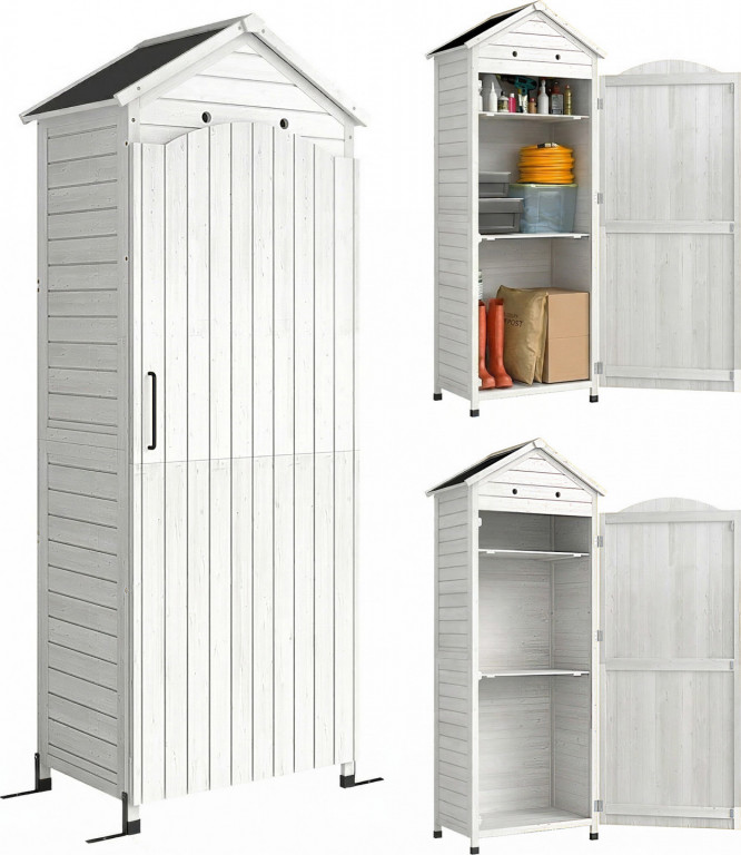 Zahradní skříň na nářadí 85 x 58 x 213 cm | bílá