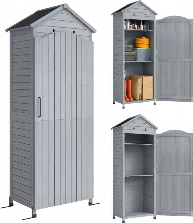 Zahradní skříň na nářadí 85 x 58 x 213 cm | šedá