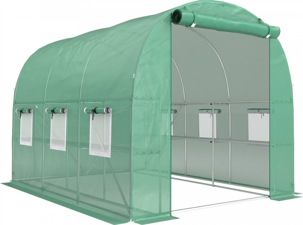 Fóliovník s policemi 2,7 x 2 x 2 m | zelený