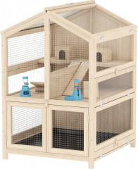 Dřevěná klec pro křečky 68 x 61,5 x 90 cm | přírodní č.1