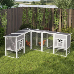 Dřevěný kurník ve tvaru L 251 x 192 x 103 cm | šedý č.1