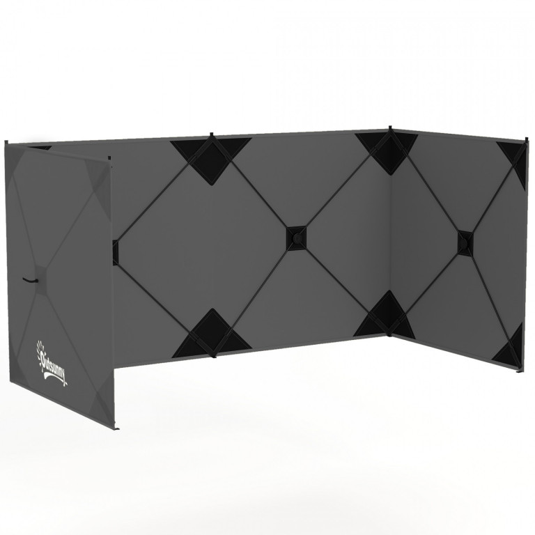 Skládací větrolam s napínacími šňůrami 480 x 120 cm | tmavě šedý