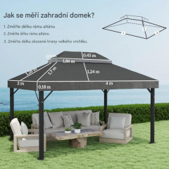 Náhradní dvojitá střecha pro altán, 3x4 m | tmavě šedá č.2