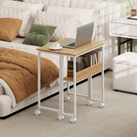 Prostorově úsporný počítačový stůl s policí | přírodní č.2