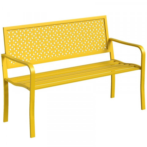 Kovová zahradní lavice 127 x 61 x 85 cm | žlutá č.3