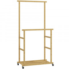 Pojízdný bambusový věšák na oděvy | přírodní č.2