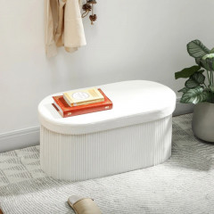 Skládací čalouněná lavice 76 x 38 x 35 cm | bílá č.1