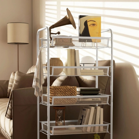 Kuchyňský vozík s 5 drátěnými koši 45 x 26,5 x 106 cm | bílý č.5