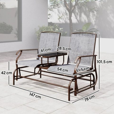 Zahradní lavice se stolem | Hnědá + Šedá č.4