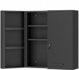 Uzamykatelná lékárnička se 2 dvířky a 6 policemi | černá č.1