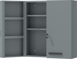 Uzamykatelná lékárnička se 2 dvířky a 6 policemi | šedá č.1