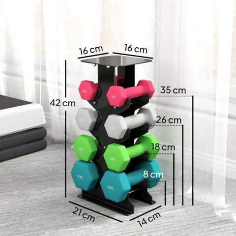 činky s úložným stojanem | vícebarevné č.2