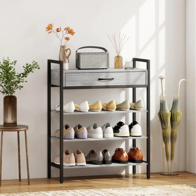 Kovový botník, 70 x 30 x 87,6 cm | šedý