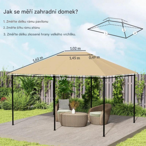 Náhradní střecha pro altán 3,97x2,97 m | khaki č.2