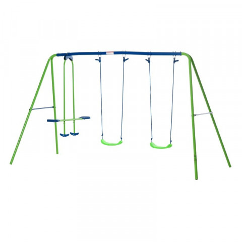 Stojan se 3 houpačkami, 280 x 140 x 178 cm | zelený + modrý č.2