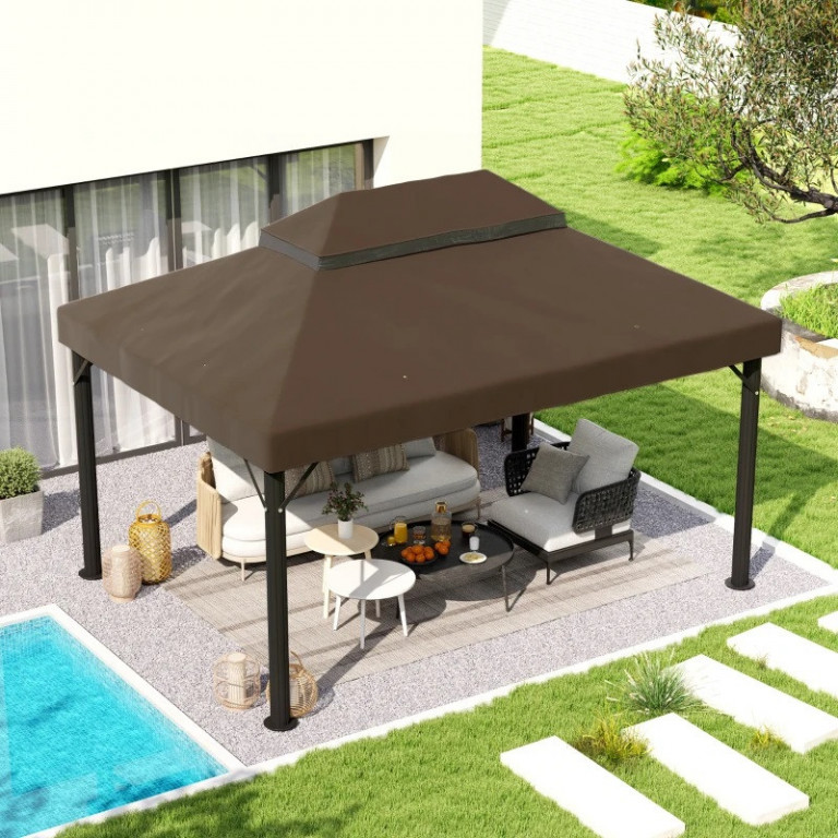 Náhradní střecha pro zahradní altán 4x3 m | kávová