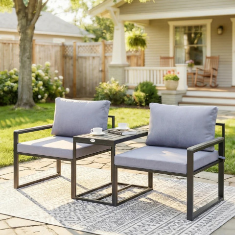 Balkonový nábytek s prodyšným potahem | šedý č.3