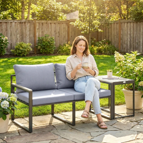 Balkonový nábytek s prodyšným potahem | šedý č.5