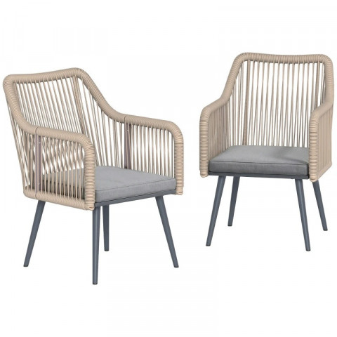 Kovové zahradní židle s područkou, 2 kusy | světle šedé č.2