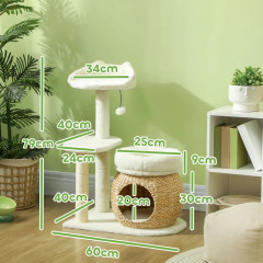 Kočičí sisalové škrabadlo pro kočky do 5 kg, 60 x 40 x 79 cm | krémově bílé č.3