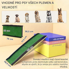Rampa pro psy s umělou trávou, 155 cm | zelená č.2