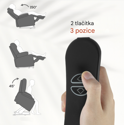 Elektrické polohovací křeslo s masážní a vyhřívací funkcí | šedé č.7