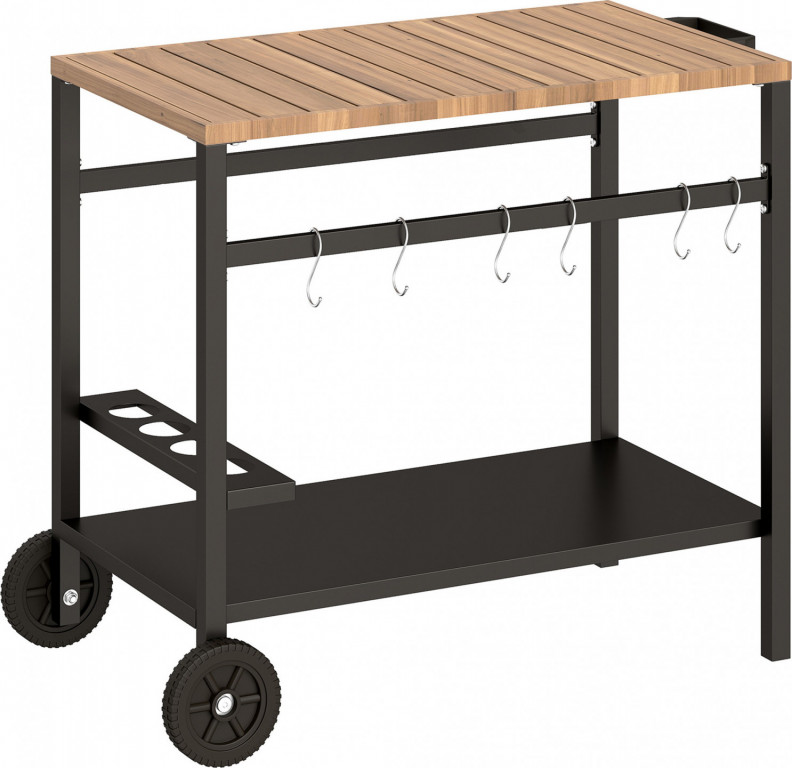 Kuchyňský servírovací vozík | černý + hnědý