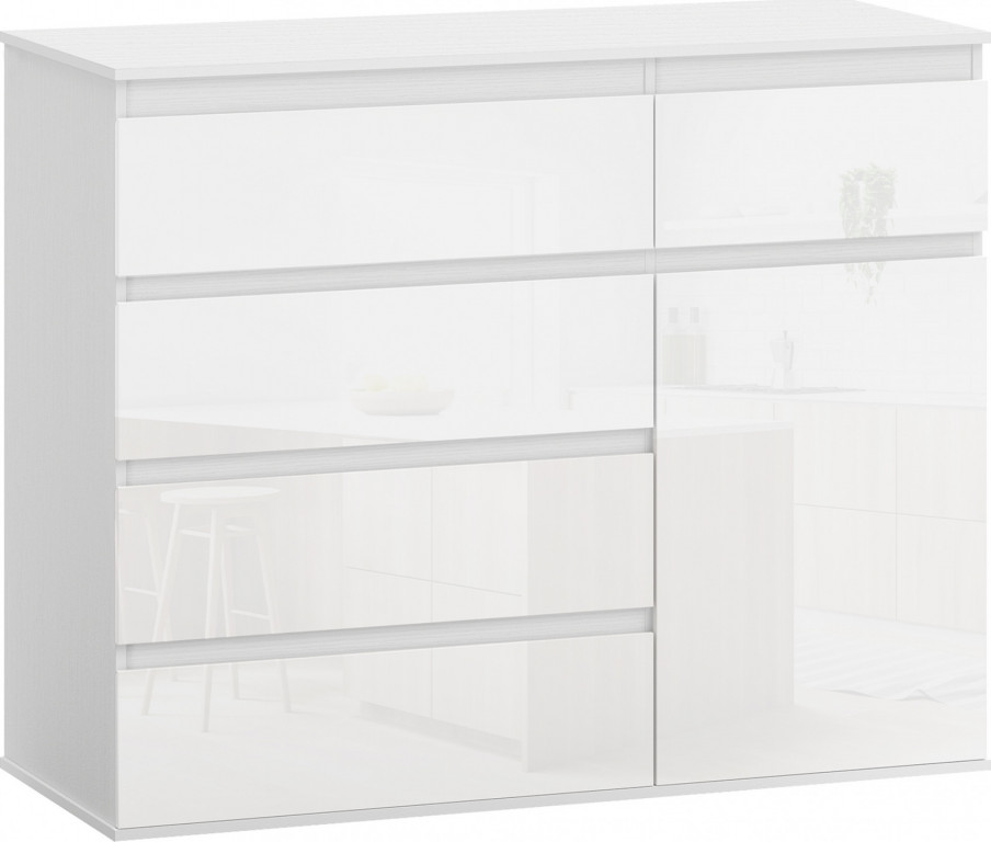 Příborník s 5 zásuvkami 100 x 40 x 80 cm | bílý