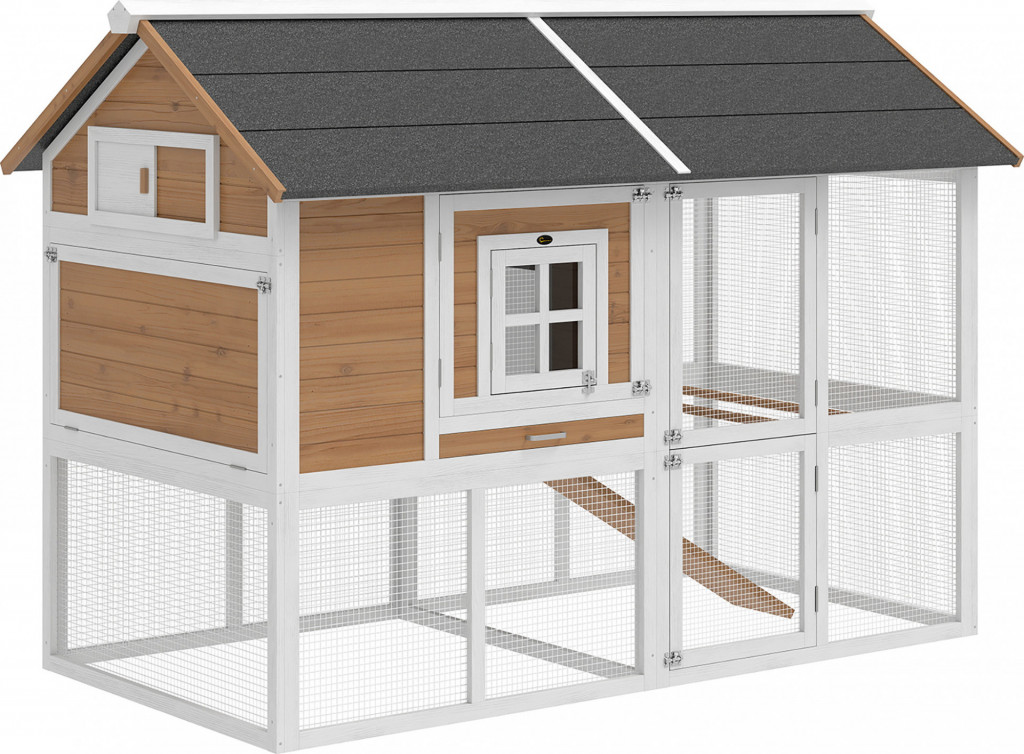 Kurník s výběhem pro 4 kuřata 200 x 104 x 145 cm | hnědý