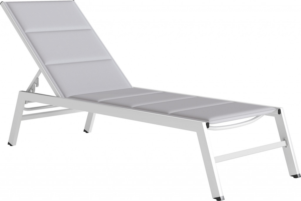 Prodyšné široké zahradní lehátko se 6 polohami | světle šedá