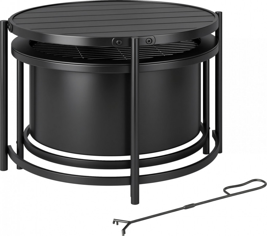Kulaté ohniště s grilovacím roštem | černé