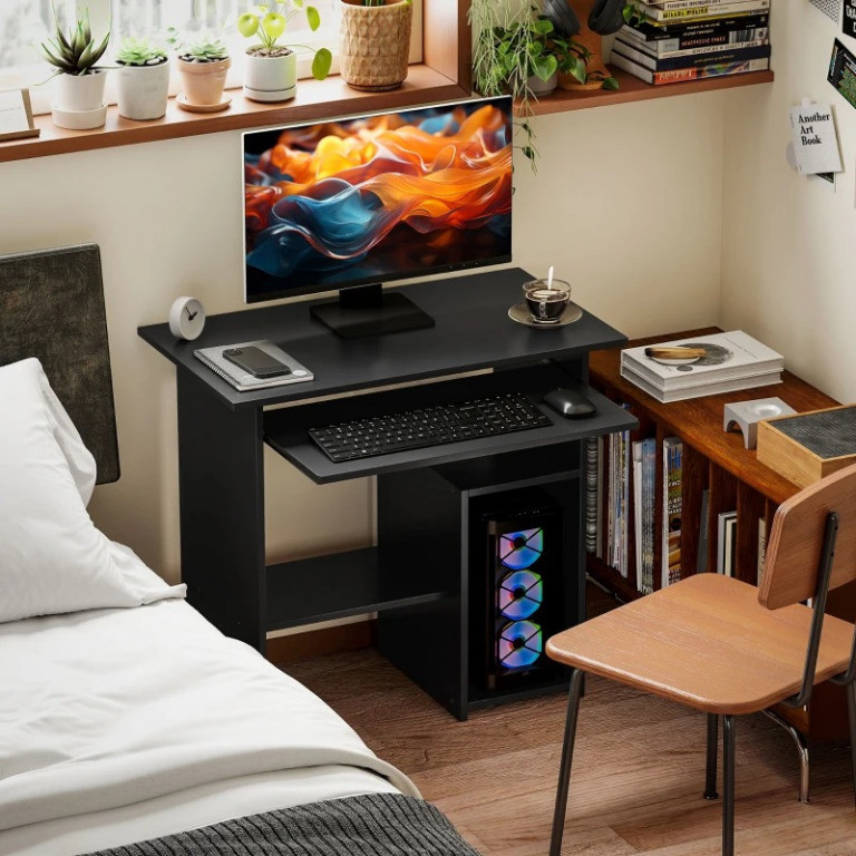 Kancelářský stůl s výsuvem pro klávesnici | černý