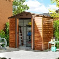 Kovová kůlna na nářadí ve vzhledu dřeva 152 x 235,7 x 208,7 cm | hnědá