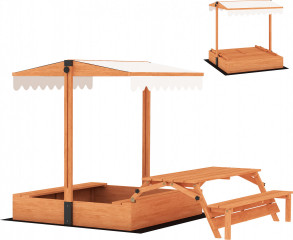 Pískoviště se stříškou 184 x 110 x 120 cm | hnědé č.1