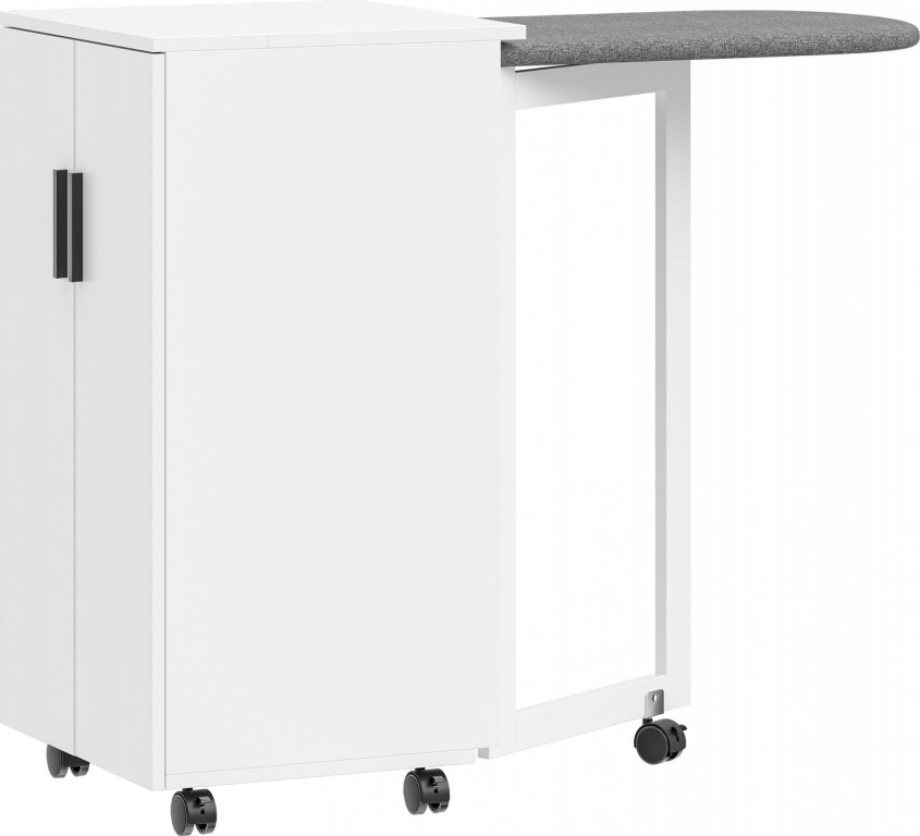 Skříňka na žehlicí prkno se 2 dvířky a nastavitelnými policemi | bílá