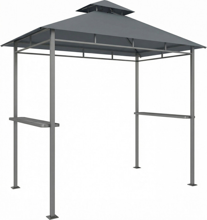 Větruodolný grilovací přístřešek s dvojitou střechou | tmavě šedý