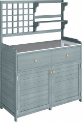 Venkovní zahradní skříňka s pozinkovanou pracovní deskou | světle šedá