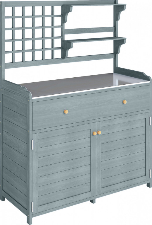 Venkovní zahradní skříňka s pozinkovanou pracovní deskou | světle šedá