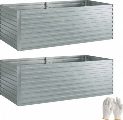 2 pozinkované ocelové vyvýšené záhony | stříbrné č.1