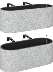 Sada 2 závěsných květináčů s drenážním systémem |světle šedé č.1