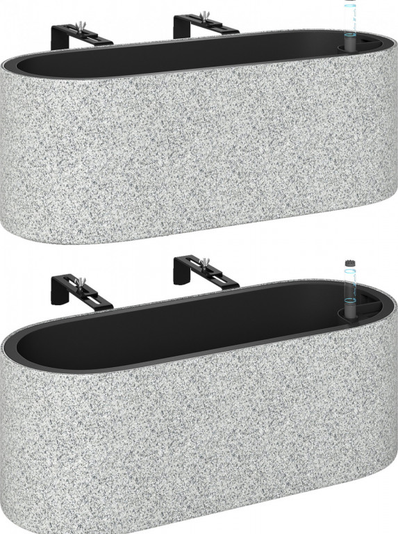 Sada 2 závěsných květináčů s drenážním systémem |světle šedé