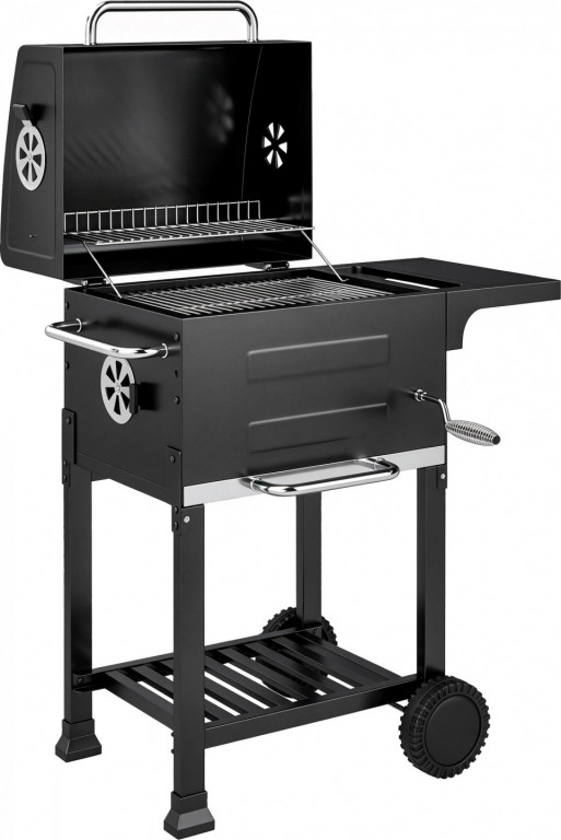 Gril na dřevěné uhlí kompaktní pro kempování | černý