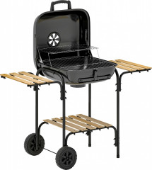 Gril na dřevěné uhlí z oceli pojízdný 98 x 54 x 91 cm | černý č.1