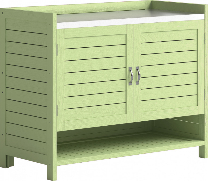 Zahradní skříňka s pozinkovanou pracovní deskou | zelená