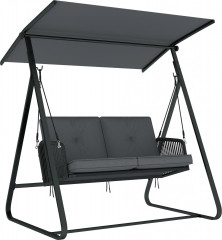 Ratanová 2místná zahradní houpačka | tmavě šedá č.1