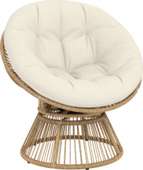 Otočné proutěné křeslo | krémově bílé č.1