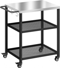 3patrový servírovací vozík s nastavitelnou pracovní deskou | černý č.1