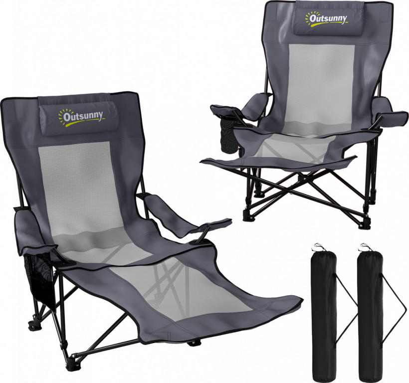 2 skládací kempingové židle | tmavě šedé