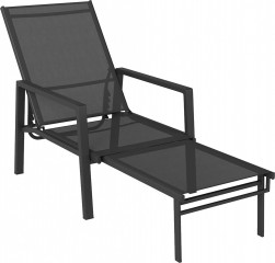 Skládací přenosné zahradní lehátko s výsuvnou opěrkou nohou | černé č.1